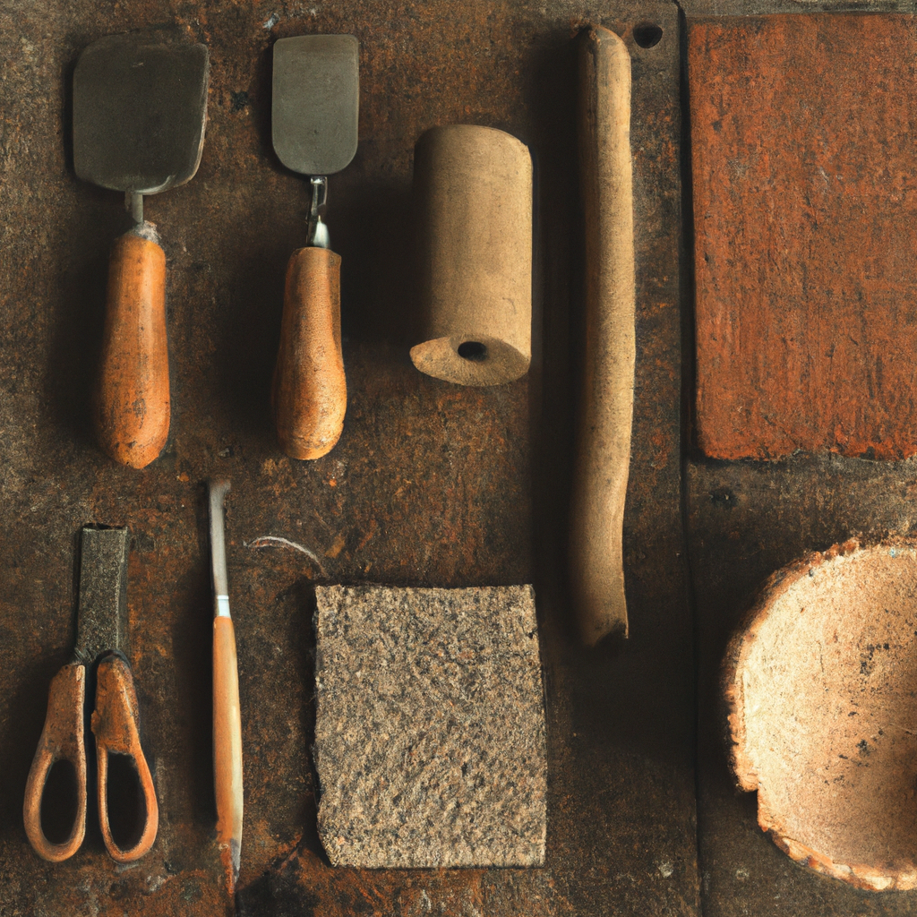 Outils de modelage et éponges en vue de dessus