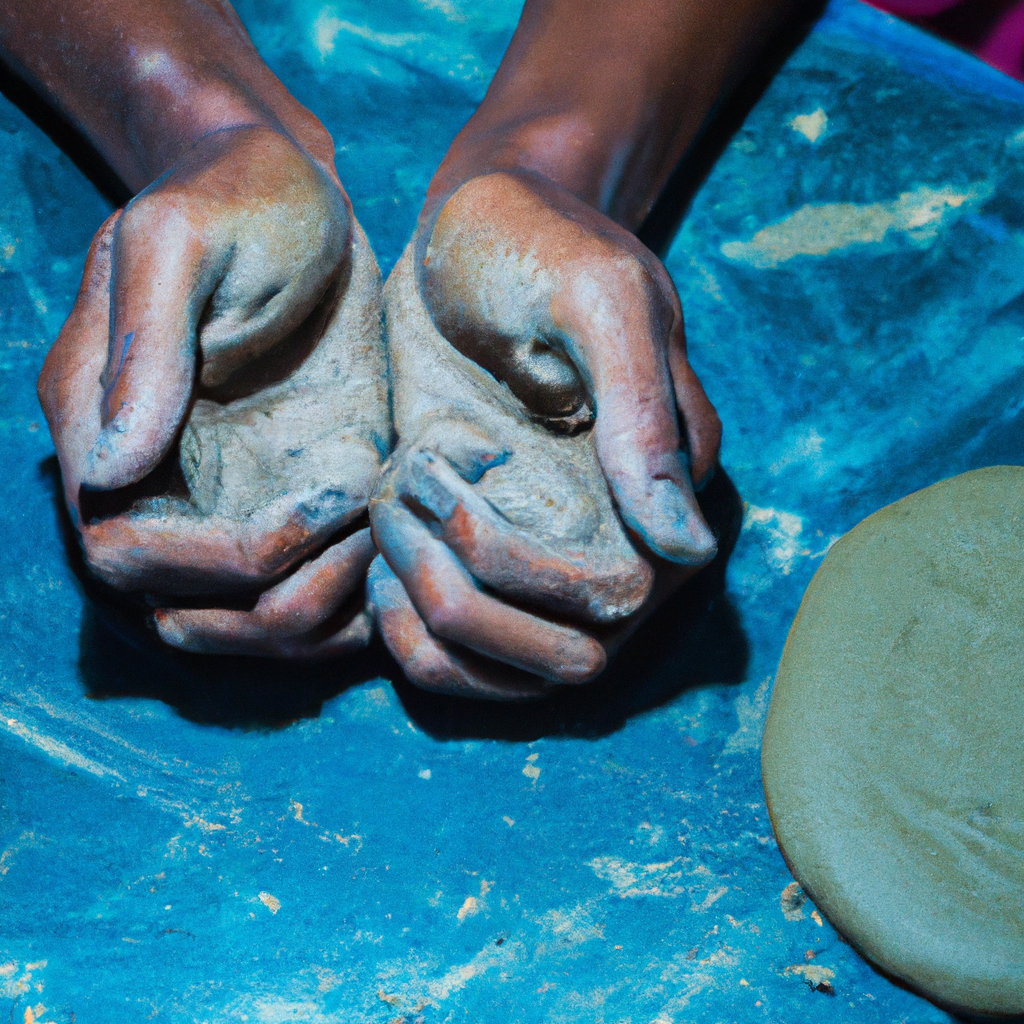 Mains lissant une pièce en argile autodurcissante